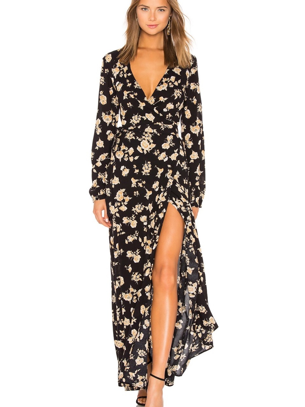 AMUSE SOCIETY Social Hour Floral Wrap Maxi Dress – Size Small | FROM REVOLVE